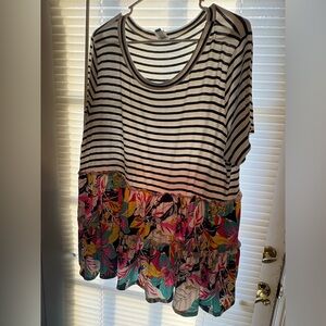 Vibrant Striped and Floral Women's Blouse
